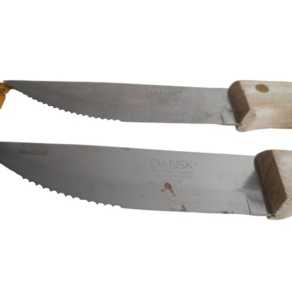 Lot 3 Vintage 4.5" Blade 2 Dansk 1 Old Homestead Steak Knives Wood Handles - Picture 3 of 10